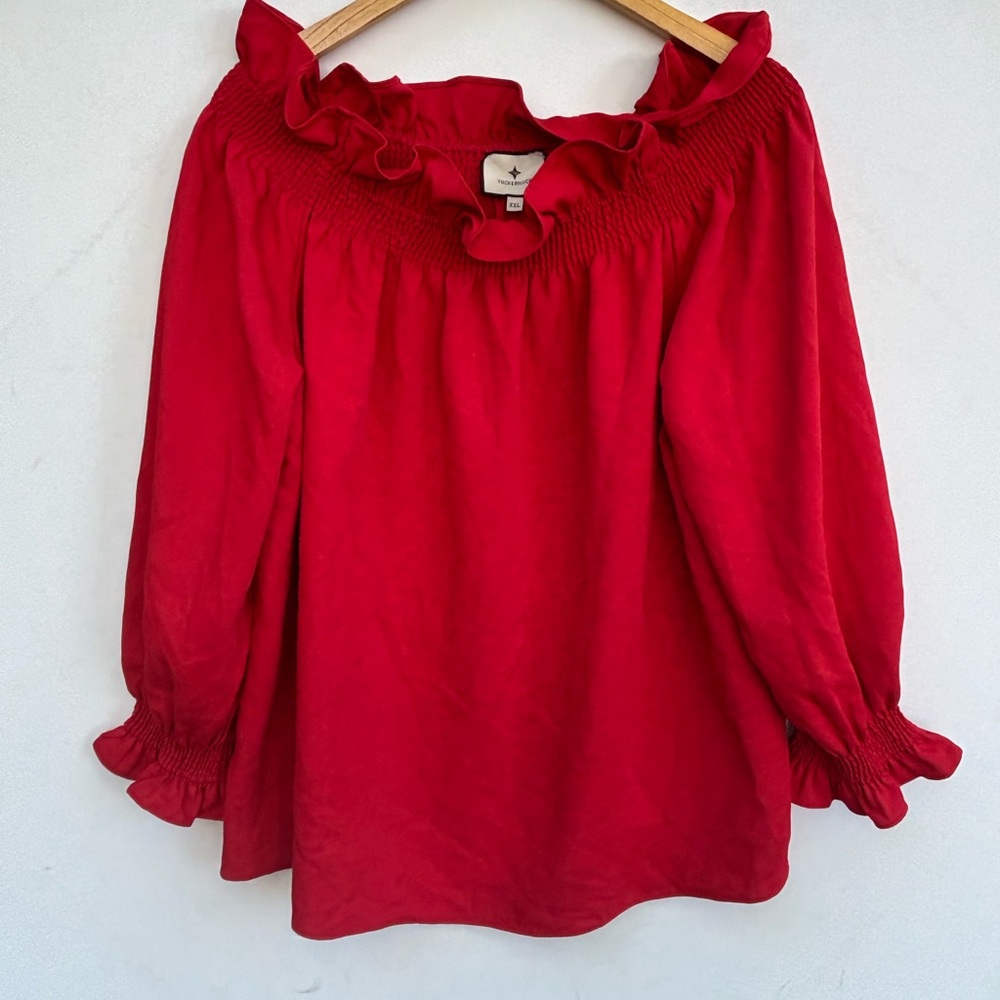 Tuckernuck Red Ruffle Blouse